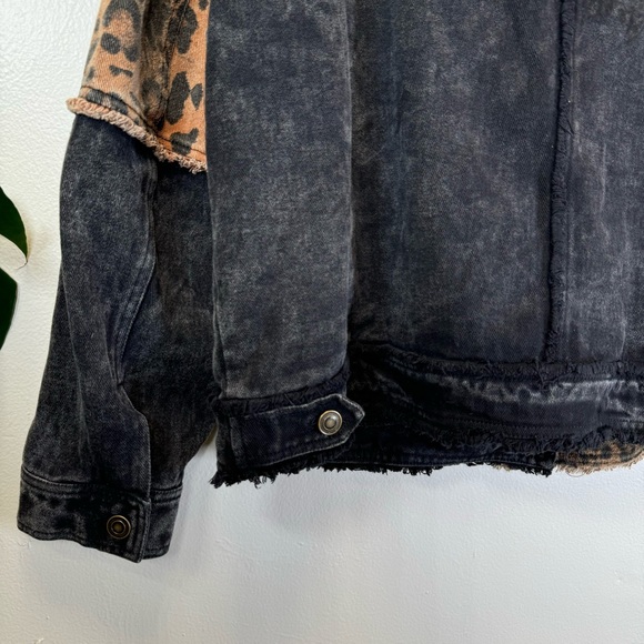 Oli&Hali jean jacket black leopard pathwork denim distressed medium SP213 - Picture 10 of 15